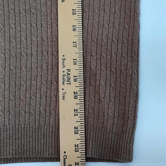 JCrew Brown V-neck cable knit wool cashmere blend pullover, size L - Picture 12 of 15